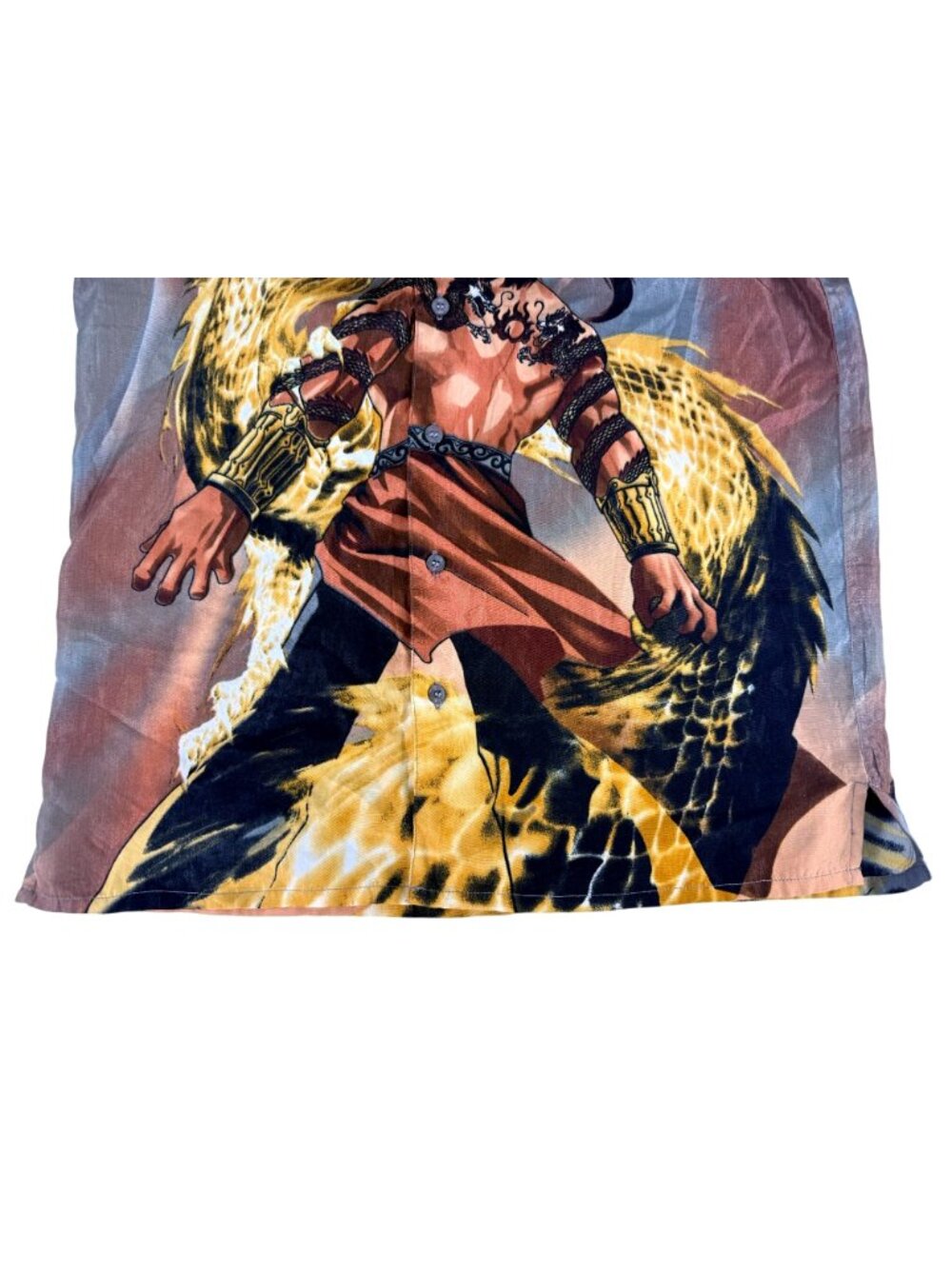 Vintage 90s Claudio Nucci AOP Samurai & Golden Dragon Graphic Shirt Men's M - Picture 3 of 6